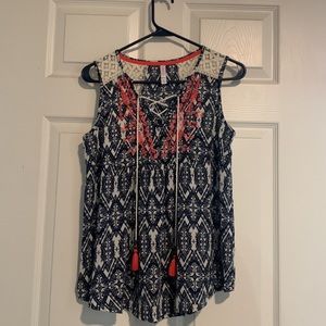 Sleeveless top with crochet detail